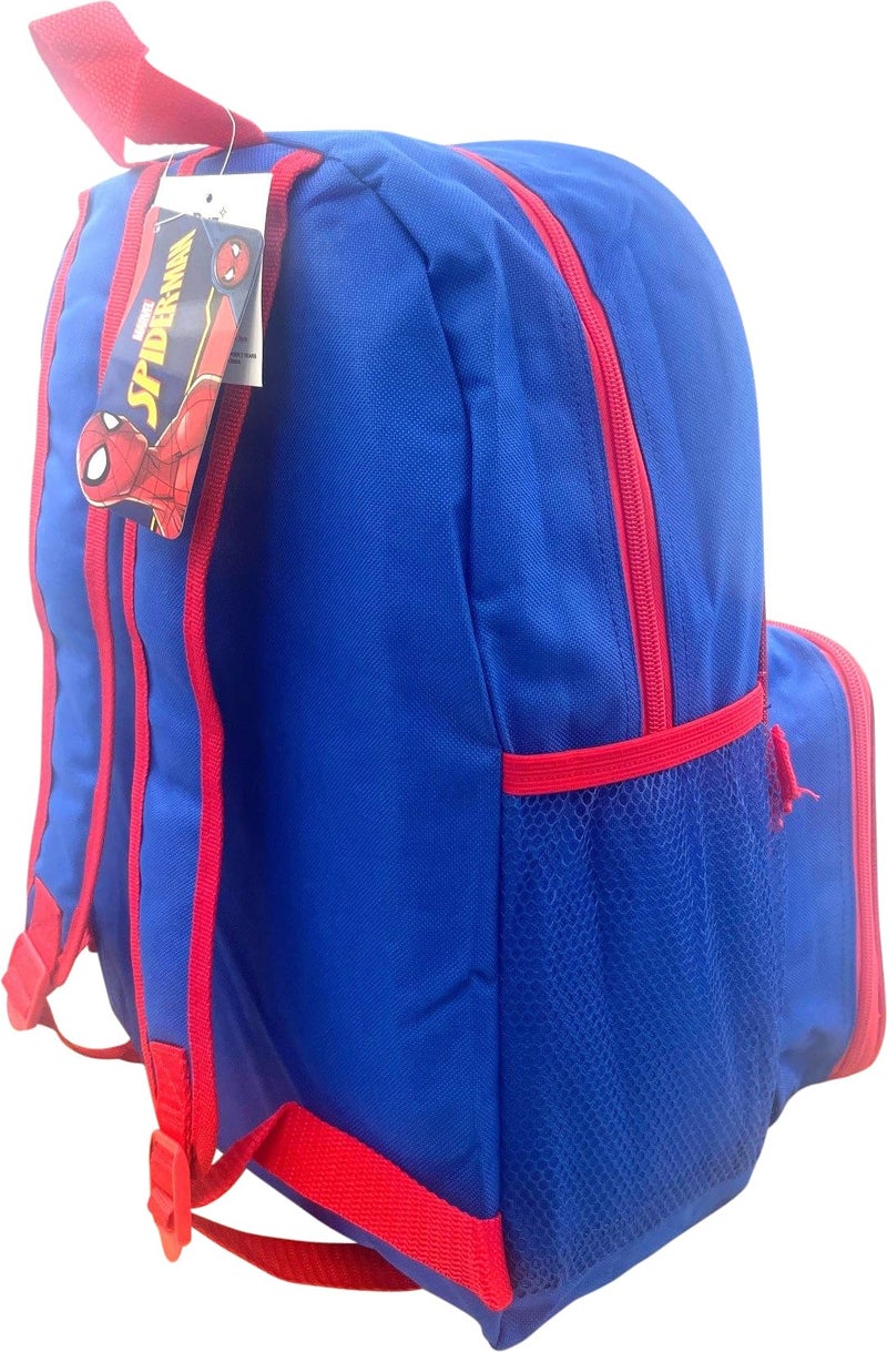 Ruz Spiderman Boy's 16 Inch Backpack With Removable Matching Lunch Box Set (Blue-Blue-Red) - Image 3