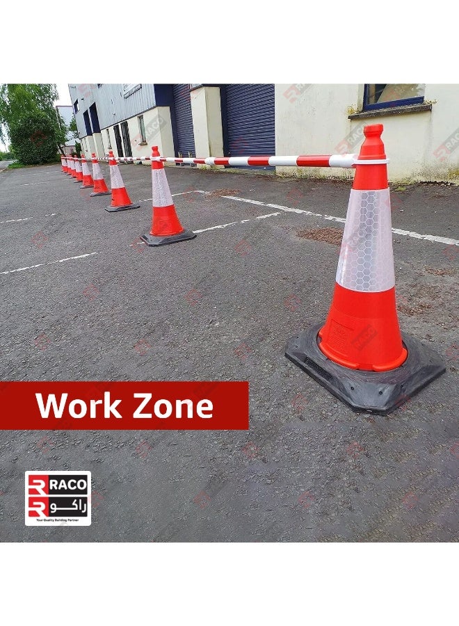 راكو مخروط مروري من راكو، ٥٠ سم، بقاعدة مطاطية متينة | مخروط أمان طريق أحمر عالي الوضوح مع شريط عاكس | مخروط مروري محمول مقاوم للرياح - Image 4