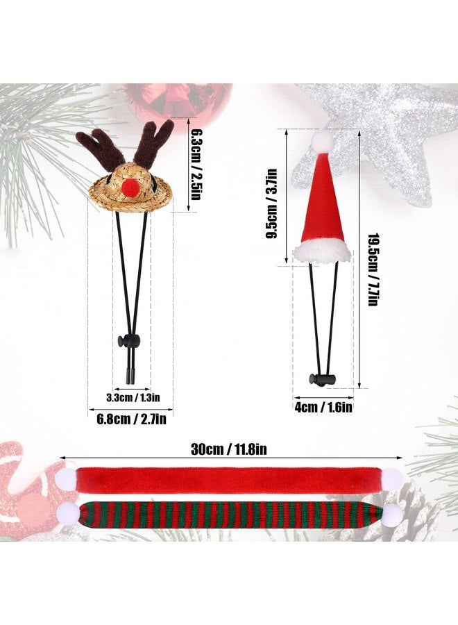 KINBOM 1 Set Bearded Dragon Christmas Costume, 7pcs Bearded Dragon Christmas Clothes Accessories Bearded Dragon Scarf Santa Hat Small Lizard Leash Harness for Reptile Christmas Holiday Cosplay (Green & Red) - Image 1