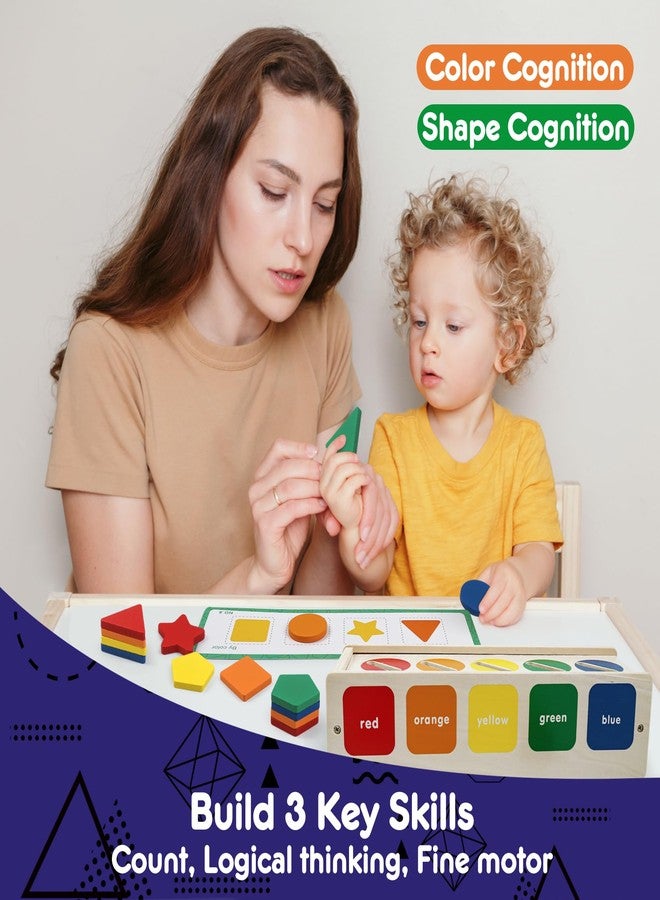 ROOCHKD Wooden Sorting Toys Montessori Color & Shape Sorter Class Activity Toddlers Fine Motor Game for Colors and Shapes Recognition, X-mas Stocking stuffers New Year Gifts for 2-5 Year Old Boys and Girls - Image 4