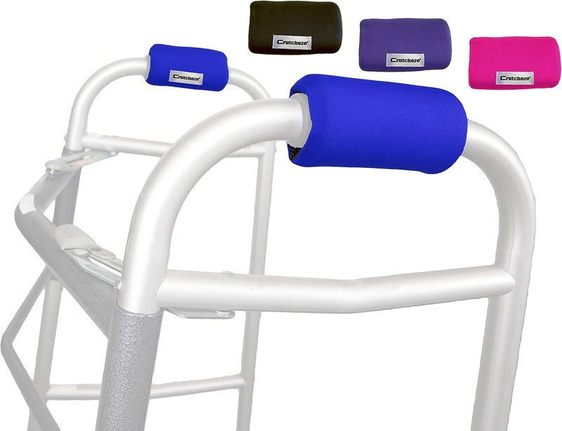 Crutcheze Walker Padded Hand Grip Covers - Premium Comfort and Moisture Wicking Cushions for Standard Walkers - Washable and Fashionable (Blue) - Image 1