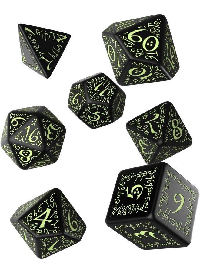 Q WORKSHOP Elvish Dice Black/Glow-in-the-Dark (7) Board Game - Image 2