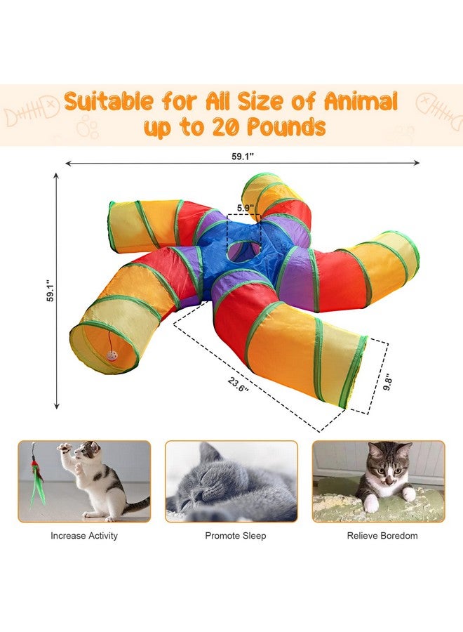 Depets 5-Way Large Cat Tunnel for Indoor Exercise - S-Shaped Tube With Play Ball, Interactive Peek Hole Pet Toy for Cats, Kittens, Puppies, and Rabbits - Image 3