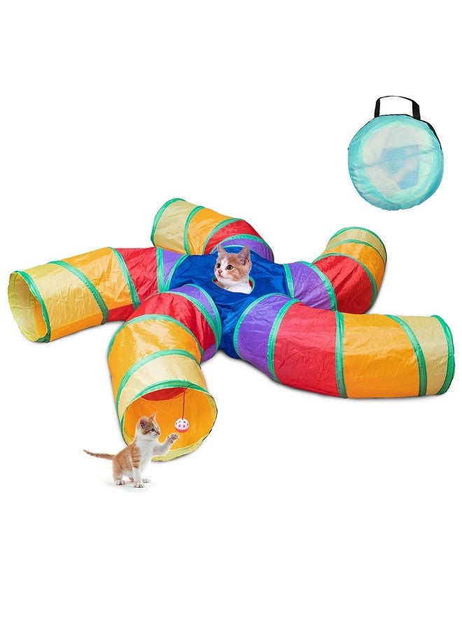 Depets 5-Way Large Cat Tunnel for Indoor Exercise - S-Shaped Tube With Play Ball, Interactive Peek Hole Pet Toy for Cats, Kittens, Puppies, and Rabbits - Image 1