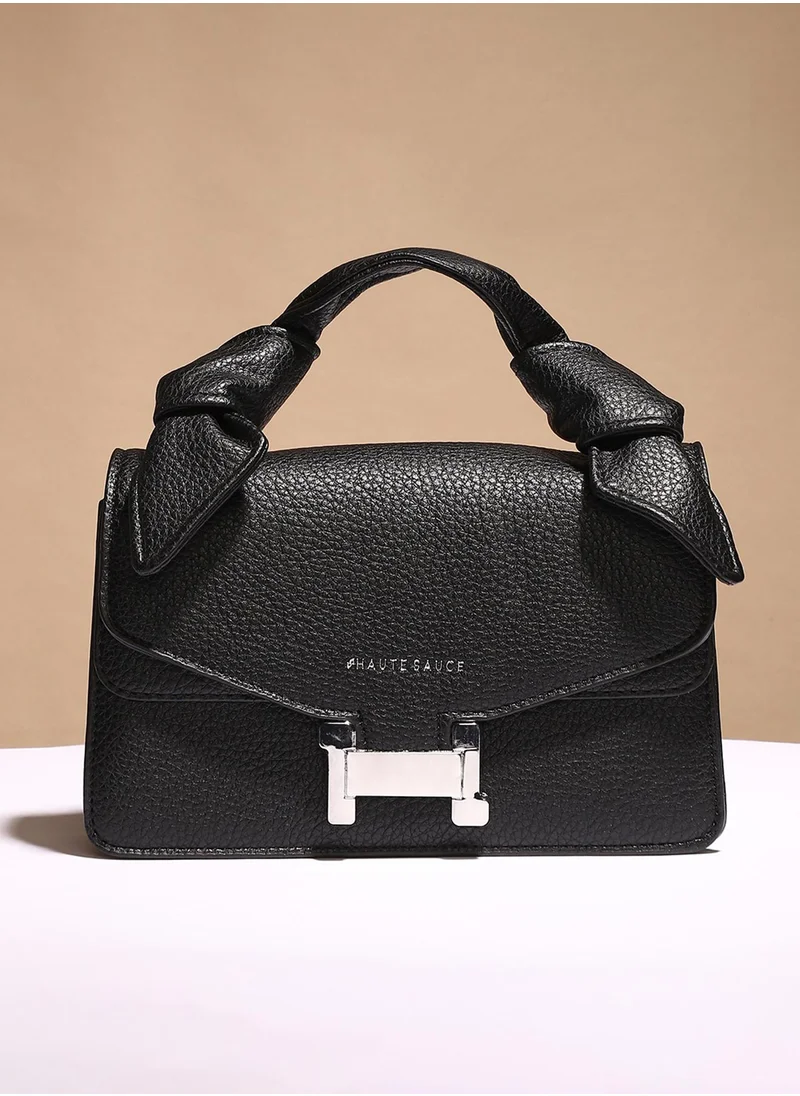 Haute Sauce The Monogram Sash Hand Bag - Midnight Black