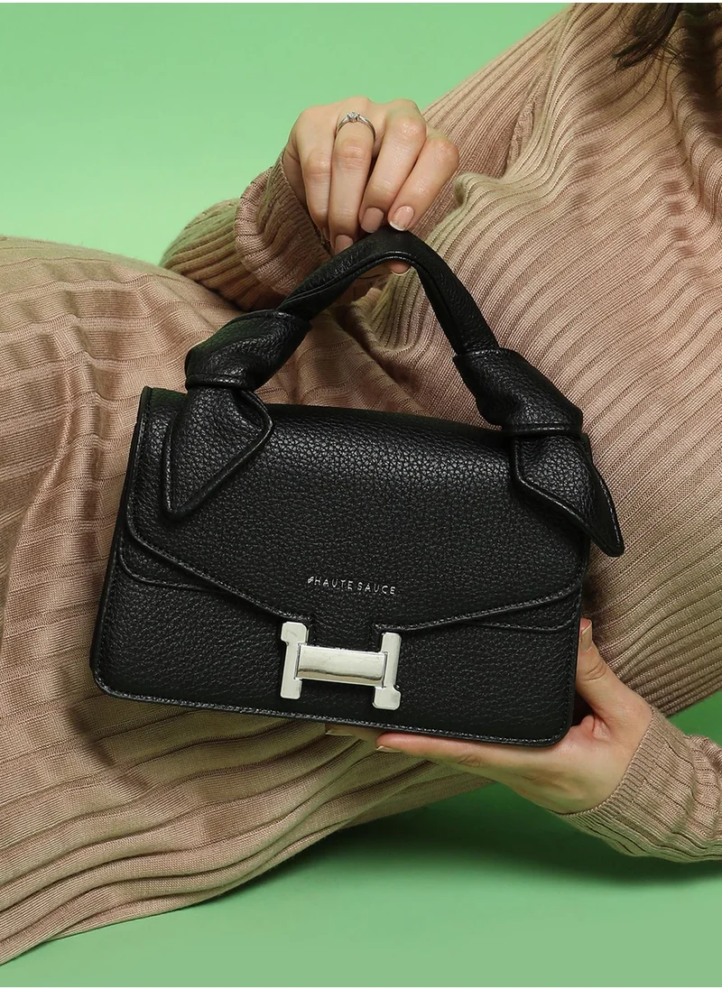 Haute Sauce The Monogram Sash Hand Bag - Midnight Black
