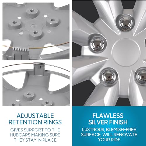 BDK (4-Pack) Premium 16" Wheel Rim Cover Hubcaps OEM Style Replacement Snap On Car Truck SUV Hub Cap - 16 Inch Set, Abs,Steel, Acrylonitrile Butadiene Styrene - Image 5