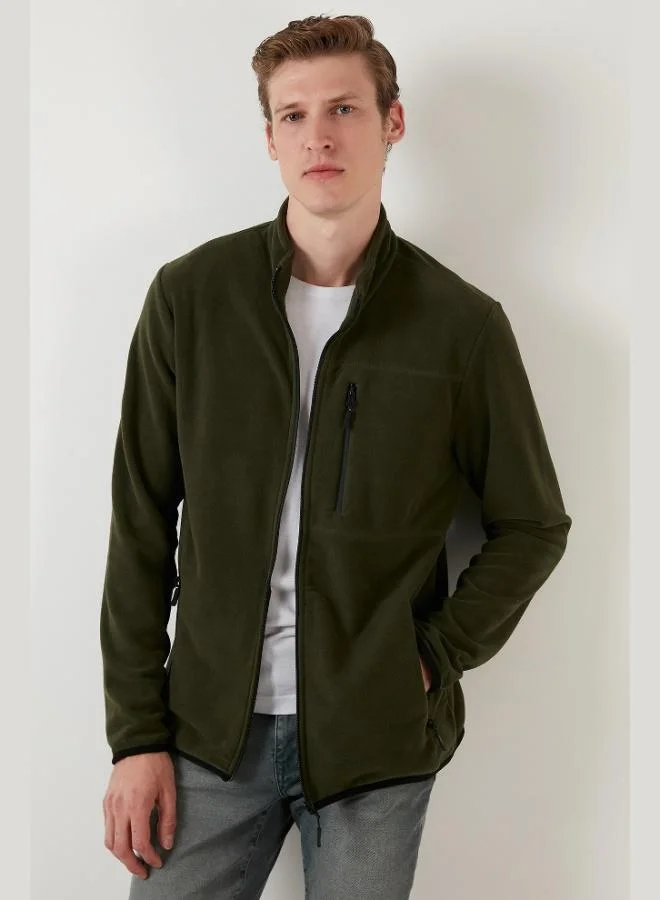 Buratti Slim Fit Zippered Pocket Stand Collar Polar Fleece Cardigan Men's CARDIGAN 5906028