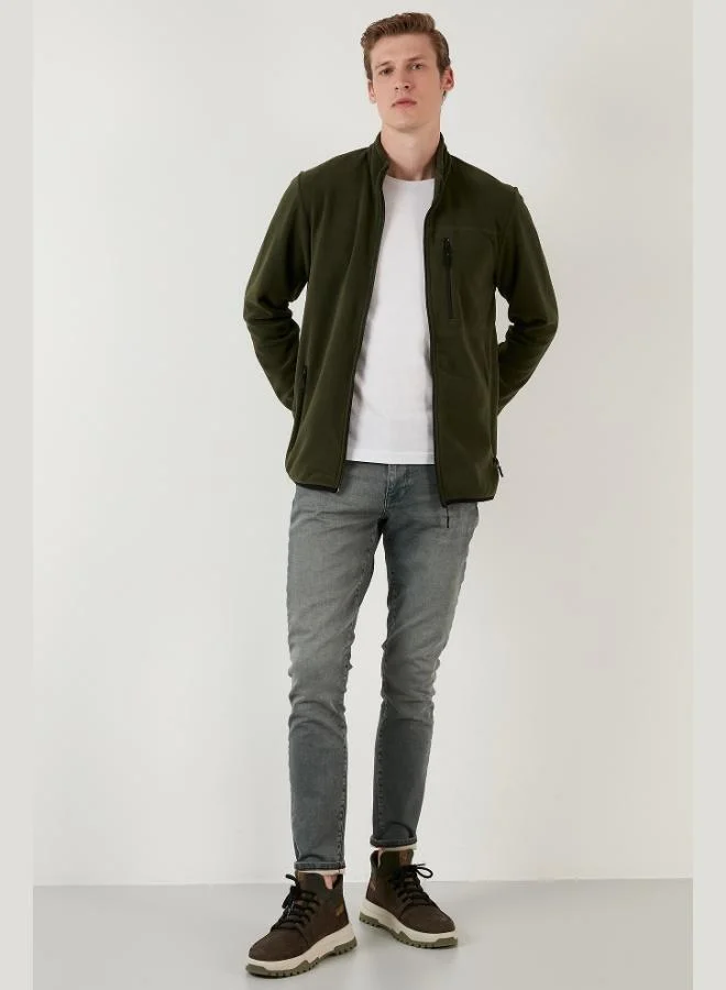 Buratti  Buratti Slim Fit Zippered Pocket Stand Collar Polar Fleece Cardigan Men's CARDIGAN 5906028 for Men | Best Price UAE