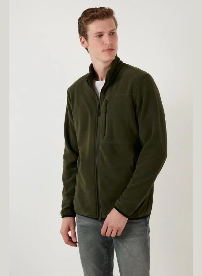 Buratti  Buratti Slim Fit Zippered Pocket Stand Collar Polar Fleece Cardigan Men's CARDIGAN 5906028 for Men | Best Price UAE