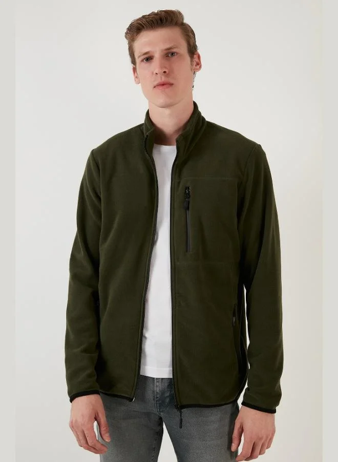 Buratti  Buratti Slim Fit Zippered Pocket Stand Collar Polar Fleece Cardigan Men's CARDIGAN 5906028 for Men | Best Price UAE