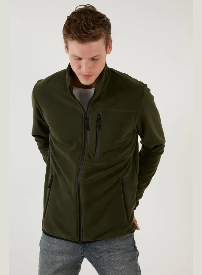 Buratti  Buratti Slim Fit Zippered Pocket Stand Collar Polar Fleece Cardigan Men's CARDIGAN 5906028 for Men | Best Price UAE