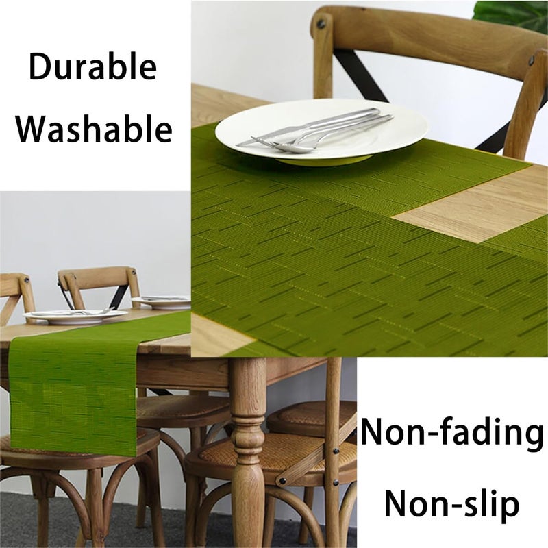 pigchcy Plastic Placemats,Durable Heat Resistant Placemats for Dining Table,Washable Woven Vinyl Kitchen Placemats Set of 4 (18 x 12 inches,Sage Green) - Image 5