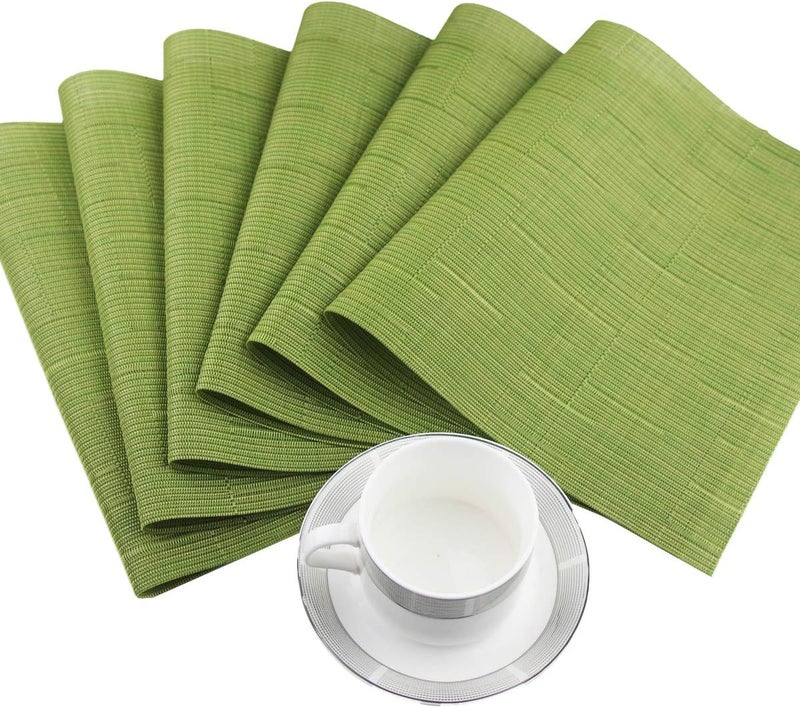 pigchcy Plastic Placemats,Durable Heat Resistant Placemats for Dining Table,Washable Woven Vinyl Kitchen Placemats Set of 4 (18 x 12 inches,Sage Green) - Image 3