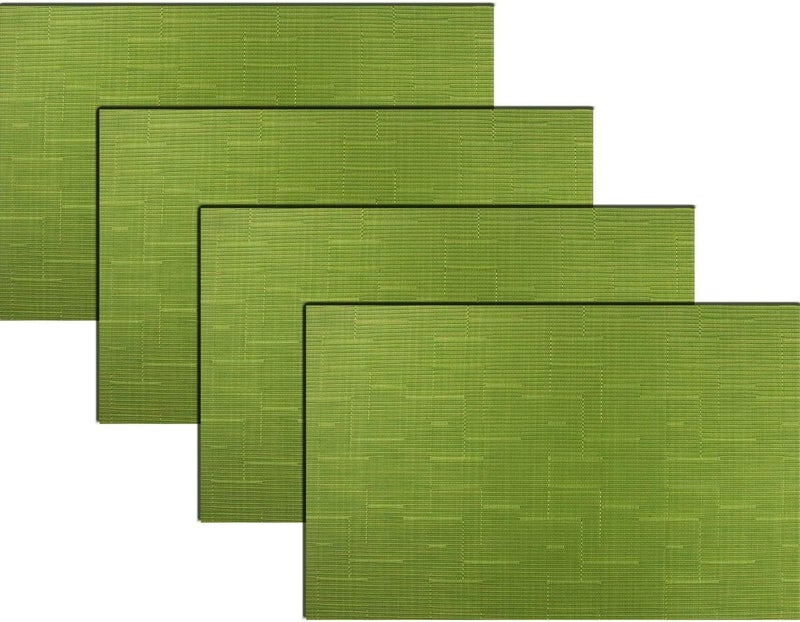 pigchcy Plastic Placemats,Durable Heat Resistant Placemats for Dining Table,Washable Woven Vinyl Kitchen Placemats Set of 4 (18 x 12 inches,Sage Green) - Image 1