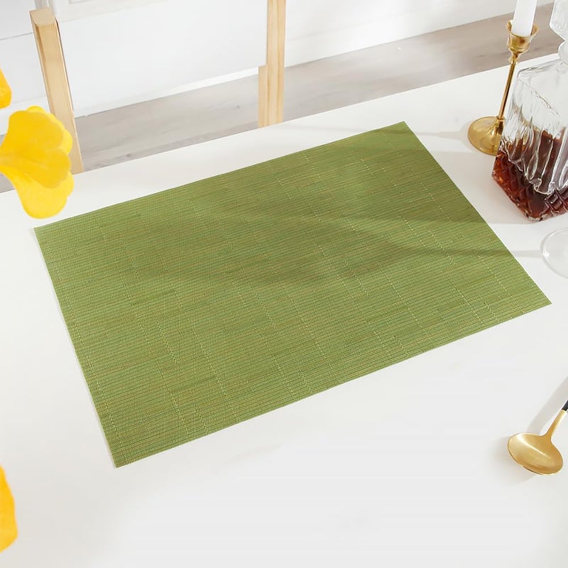 pigchcy Plastic Placemats,Durable Heat Resistant Placemats for Dining Table,Washable Woven Vinyl Kitchen Placemats Set of 4 (18 x 12 inches,Sage Green) - Image 4