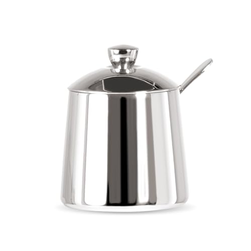 Frieling USA 18/10 Stainless Steel Sugar Bowl with Lid & Spoon Set - 300 ml - Silver Metal Sugar Holder Pot - Dishwasher Safe - Contemporary Modern Kitchenware Accessory - Stainless Steel Pot - Image 1