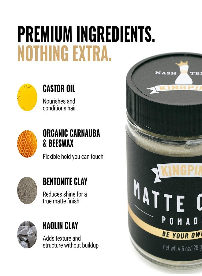 Kingpin Matte Clay Hair Wax for Men - Flexible Hold & Natural Finish - Non-Flaking, Hydrating Styling Clay for All Hair Types - 2.5oz travel size - Image 3