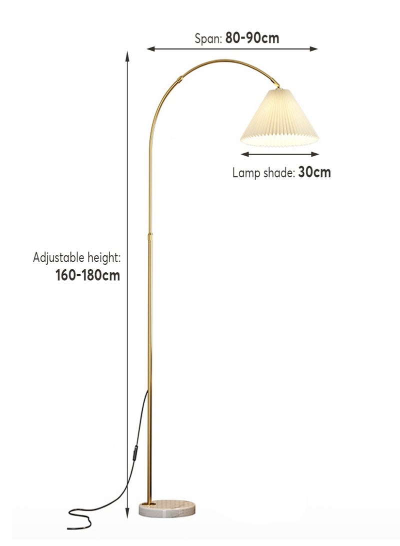 NEWLAN Gold Arc Pleated Floor Lamp with Marble Base: Smart Dimmable, Adjustable, Multi-Scene Elegant Lighting for Modern Interiors - Image 2