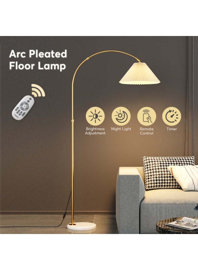 NEWLAN Gold Arc Pleated Floor Lamp with Marble Base: Smart Dimmable, Adjustable, Multi-Scene Elegant Lighting for Modern Interiors - Image 4