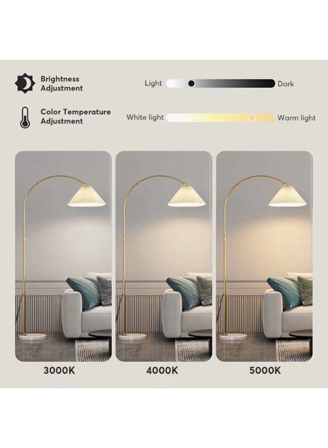 NEWLAN Gold Arc Pleated Floor Lamp with Marble Base: Smart Dimmable, Adjustable, Multi-Scene Elegant Lighting for Modern Interiors - Image 5