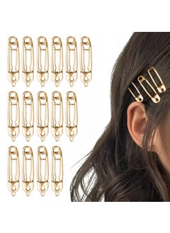 15 Pcs Hair Pins Hair Clips Alloy Safety Pin Shape Hairpin Barrettes Goth Hair Pins Set Hairdressing Tool Hair Accessories Gold