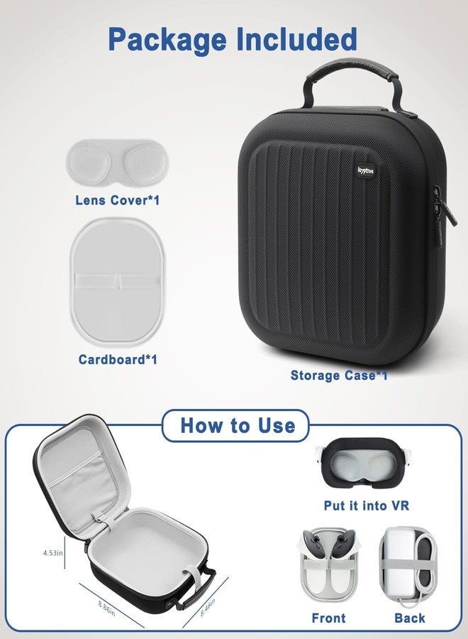 Krypthos Hard Carrying Case Compatible with Meta Quest 3S/Quest 3/Quest 2/Vision Pro, Portable VR Gaming Headset and Touch Controllers Case with Lens Protector, Suit for Travel and Home Storage-Black - Image 3