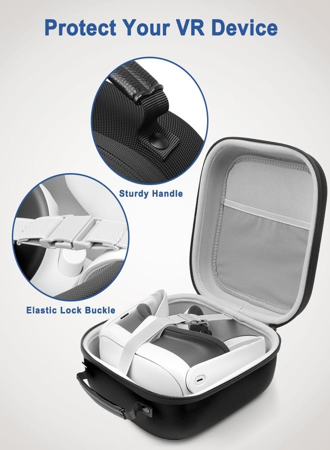 Krypthos Hard Carrying Case Compatible with Meta Quest 3S/Quest 3/Quest 2/Vision Pro, Portable VR Gaming Headset and Touch Controllers Case with Lens Protector, Suit for Travel and Home Storage-Black - Image 4