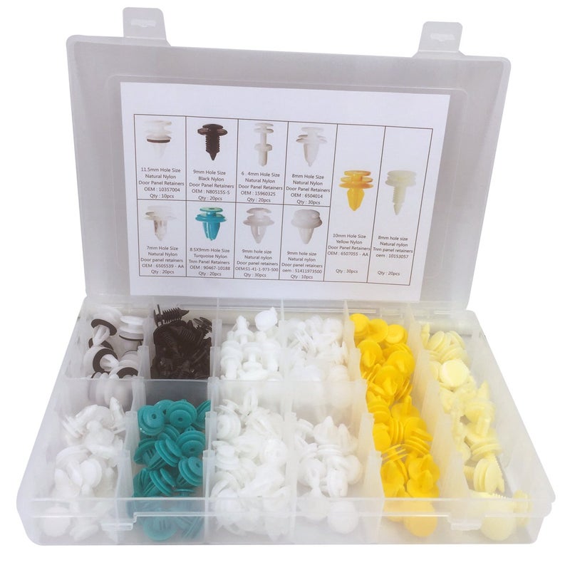 Lantee 210 Pcs Automotive Car Clips Assortment - 10 Types of Nylon Auto Body Trim Bumper Door Panel Retainer Push Type Pins Fasteners for GM, Chrysler, Ford, Jeep, Toyota, BMW in Plastic Box - Image 1
