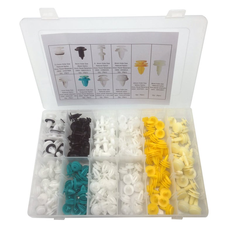 Lantee 210 Pcs Automotive Car Clips Assortment - 10 Types of Nylon Auto Body Trim Bumper Door Panel Retainer Push Type Pins Fasteners for GM, Chrysler, Ford, Jeep, Toyota, BMW in Plastic Box - Image 2