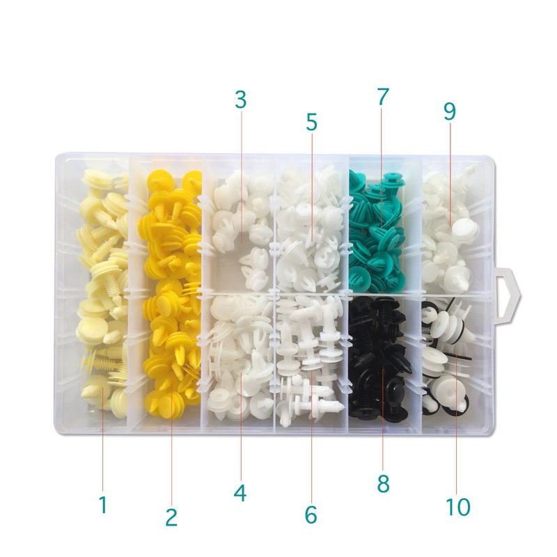Lantee 210 Pcs Automotive Car Clips Assortment - 10 Types of Nylon Auto Body Trim Bumper Door Panel Retainer Push Type Pins Fasteners for GM, Chrysler, Ford, Jeep, Toyota, BMW in Plastic Box - Image 4