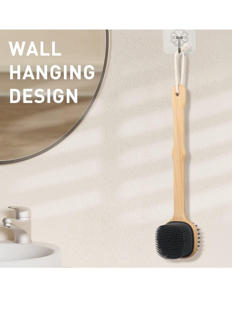 كيلا فرشاة ظهر ناعمة من السيليكون بمقبض طويل، فرشاة استحمام وشامبو 2 في 1، مقشر للظهر للجسم للتنظيف الرطب أو الجاف، للرجال والنساء، خالية من مادة BPA، مضادة للانزلاق - Image 5