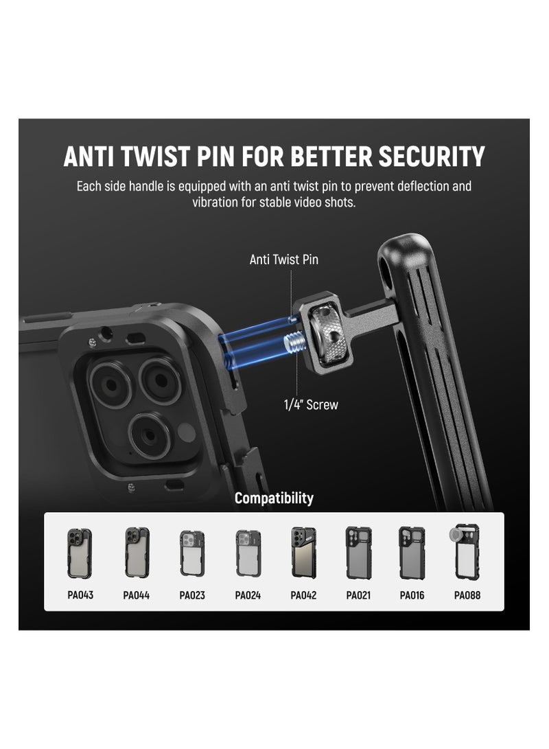 SYOSI Rotatable Side Handle for Phone Cages, Top Handle Only for i-Phone 15 Sam sung S22 S23 Phone Cages, 1/4" Screws & Anti Twist Pins for Phone Stabilizer Video Rig Video Recording Filming  - Image 2