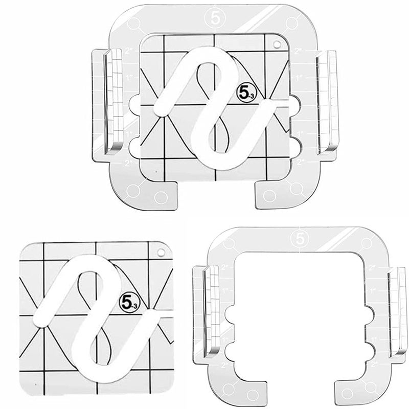 YEQIN 13 Pieces Free Motion Quilting Template with Quilting Frame -5 Series Acrylic Ruler Set - for Domestic Sewing Machine - Image 3
