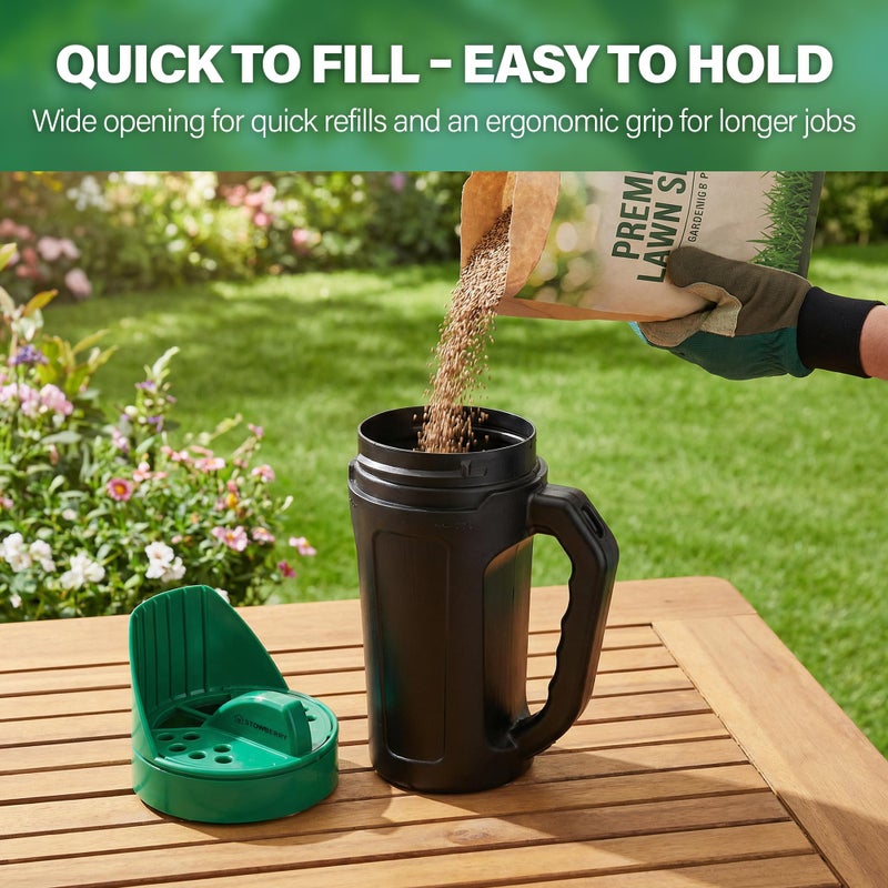 STOWBERRY Handheld Grass Seed Spreader with Easy to Adjust Dial Flow Rate - Image 5