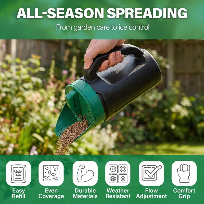 STOWBERRY Handheld Grass Seed Spreader with Easy to Adjust Dial Flow Rate - Image 4