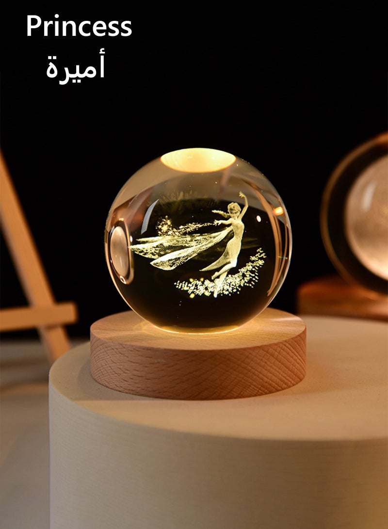 عربست كرة كريستال ثلاثية الأبعاد مضيئة - مصباح ليلي للأطفال والنساء، هدايا تذكارية، هدايا تخرج، هدايا عيد ميلاد، هدايا عيد الحب - Image 2
