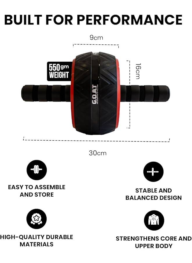 G.O.A.T Abdominal exercise wheel Alloy Steel Non slip Max weight of 226kg Durable Black - Image 3
