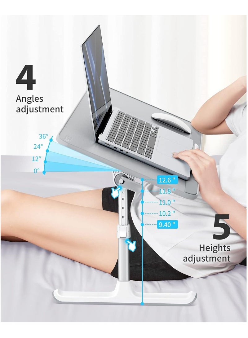 Terabyte A8 Adjustable Folding Laptop Cooling Table Laptop Bed Tray Table,Adjustable Laptop Stand With Foldable Legs,Notebook Stand Breakfast Reading Desk For Sofa Couch(Large,Gray),33 Centimeters  - Image 4