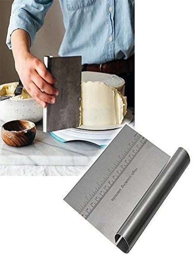 Soaex Stainless Steel Dough Cutter and Cake Cutter with Measuring Scale Pastry Scraper, Bread Dough Cutter, Fondant Cutter, Cake Slicer, Baking Tool, Cake Smoother Icing Fondant Decorating - Image 5