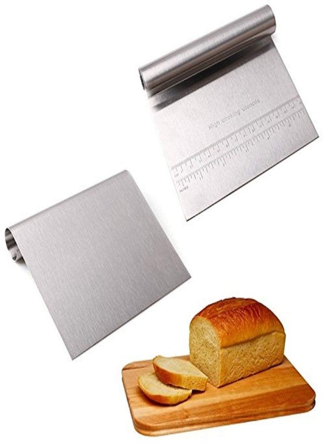 Soaex Stainless Steel Dough Cutter and Cake Cutter with Measuring Scale Pastry Scraper, Bread Dough Cutter, Fondant Cutter, Cake Slicer, Baking Tool, Cake Smoother Icing Fondant Decorating - Image 4