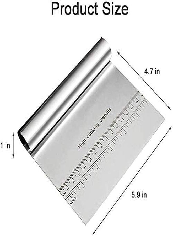 Soaex Stainless Steel Dough Cutter and Cake Cutter with Measuring Scale Pastry Scraper, Bread Dough Cutter, Fondant Cutter, Cake Slicer, Baking Tool, Cake Smoother Icing Fondant Decorating - Image 2