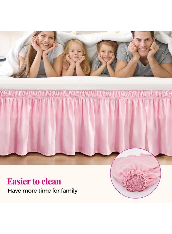 RIMELA Bed Skirt Full Size Dusty Pink 15 Inch Drop, Wrap Around Elastic Bedskirt, Dust Ruffle for Adjustable Bed Base Soft Durable Fabric Machine Washable Easy to Install Bed Skirts - Image 5