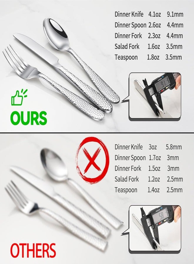 DLEST 4 Person Portable Utensils Set with Box, Reusable Stainless Steel Dent Design Cutlery Set, Healthy & Eco-Friendly 20 PCs Knife,Fork,Spoon Cutlery, Ideal for Travel Camping, Office (Silver) - Image 5