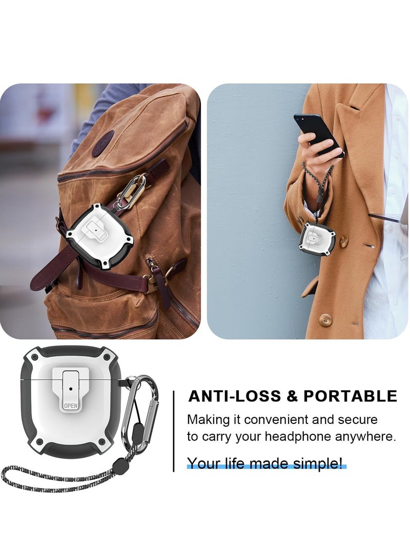 SYOSI for Bose QuietComfort Earbuds II Case (2022) / NEW QuietComfort Ultra Earbuds Case (2023), Shockproof Protective Bose Earbuds 2 Case Cover for Bose QC II Accessories with Carabiner&Lanyard (White)  - Image 5