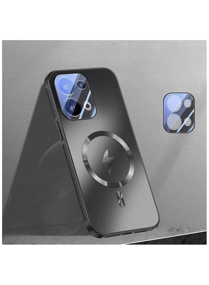 Compatible with Oppo Reno13 shell, ultra-thin magnetic frosted phone case fully wrapped with lens protection, Oppo Reno13 skin friendly non-slip protective case - Image 1