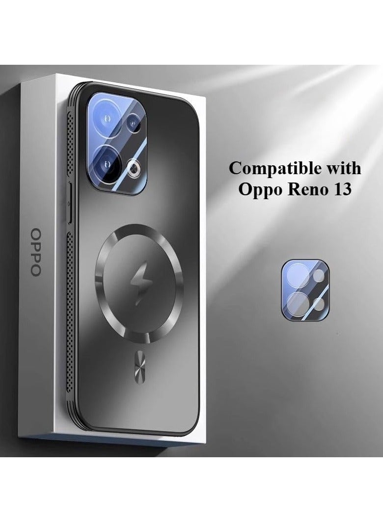 Compatible with Oppo Reno13 shell, ultra-thin magnetic frosted phone case fully wrapped with lens protection, Oppo Reno13 skin friendly non-slip protective case - Image 2