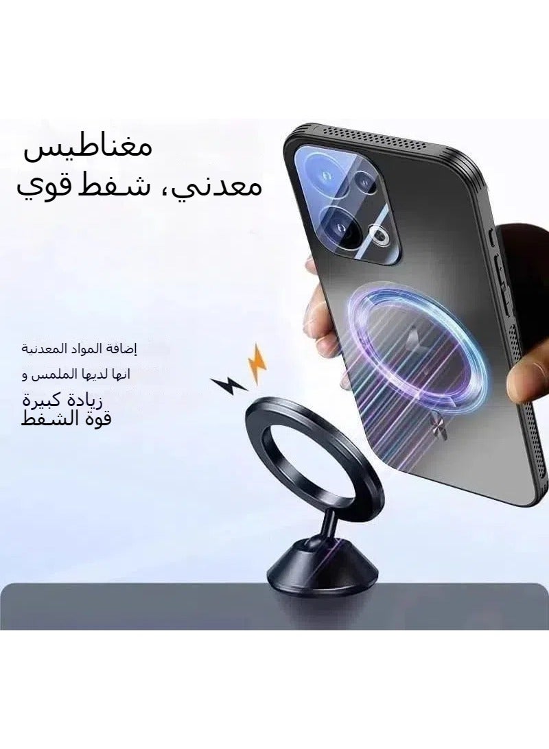 Compatible with Oppo Reno13 shell, ultra-thin magnetic frosted phone case fully wrapped with lens protection, Oppo Reno13 skin friendly non-slip protective case - Image 4