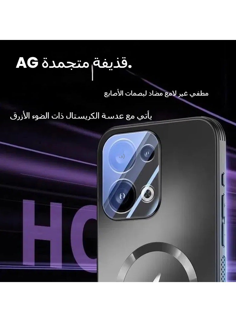 Compatible with Oppo Reno13 shell, ultra-thin magnetic frosted phone case fully wrapped with lens protection, Oppo Reno13 skin friendly non-slip protective case - Image 5