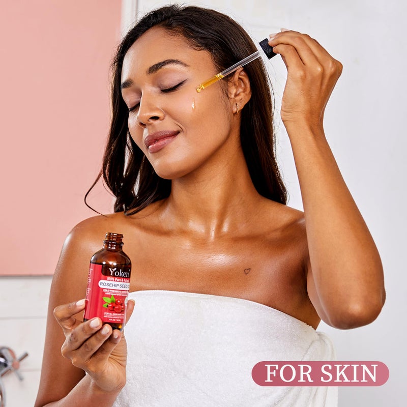 Yoken Rosehip Seed Oil for Face 4 fl oz 100 Pure & Natural Cold Pressed Unrefined Organic Rosehip Oil for Skin, Hair, Nails, Anti-Aging Facial & Gua Sha oil - Image 3